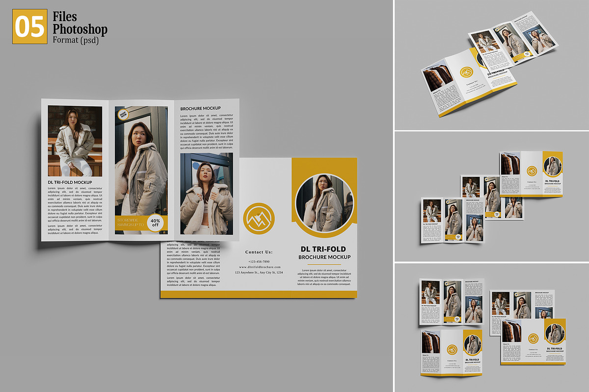 DL Tri-Fold Brochure Mockup, an Advertising Mockup by GraphicWindow (Photo 1 of 6)