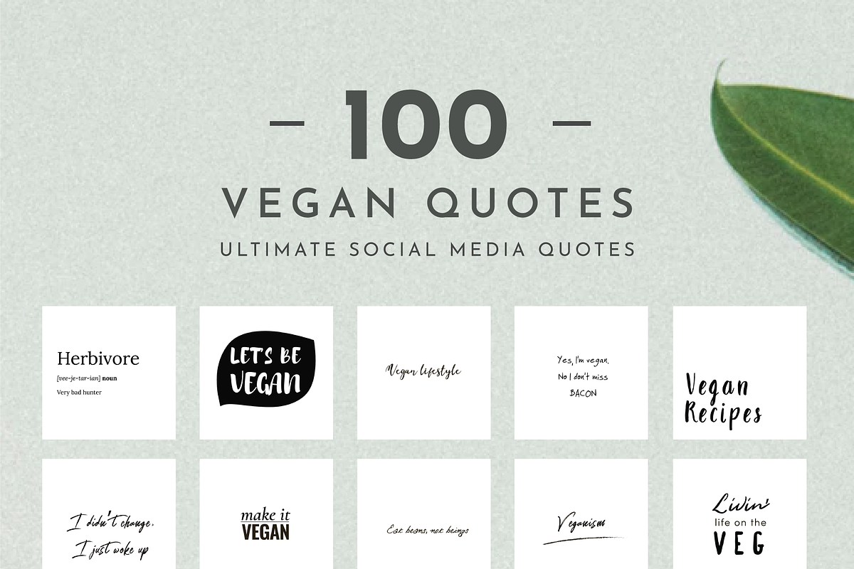 100 Vegan & Vegetarian Food Quotes, a Social Media Template by Delightful Design (Photo 4 of 5)