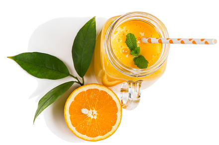 Orange drink and orange fruit