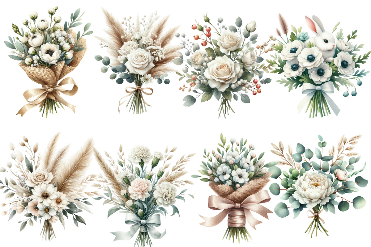 Watercolor White Boho Wedding Floral, an Illustration by Designworld (Photo 2 of 5)