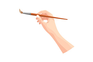 Hand holding paintbrush. Brush, an Object Illustration by Things for designers