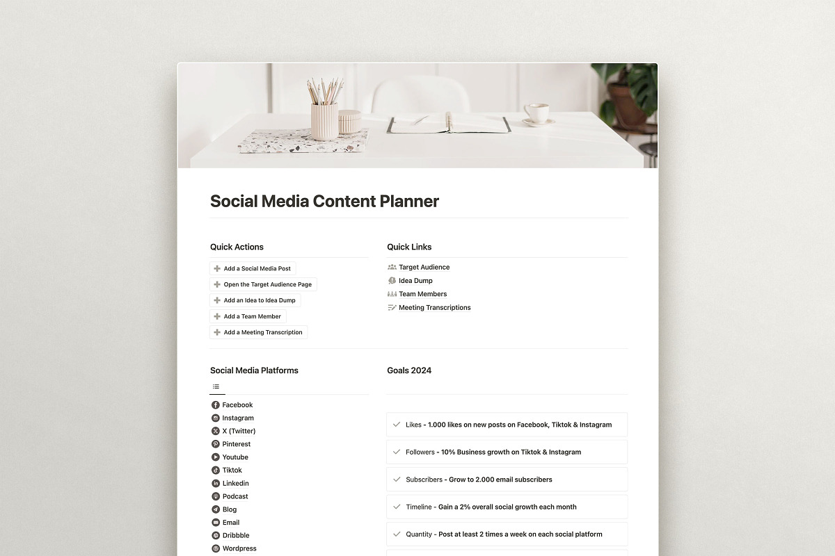 Notion Social Media Planner, a Social Media Template by Ruben Stom (Photo 2 of 7)