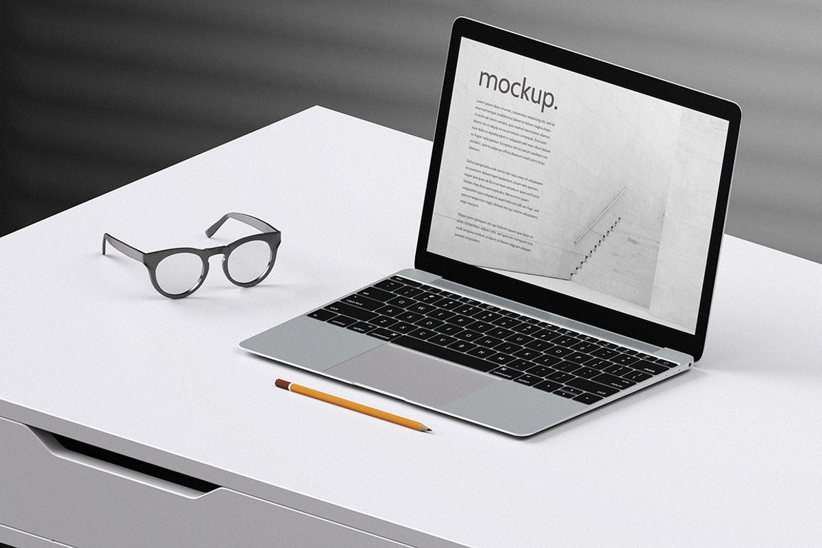 Laptop Office Concept Mockup Pack, a Mac Mockup by mocko (Photo 4 of 12)