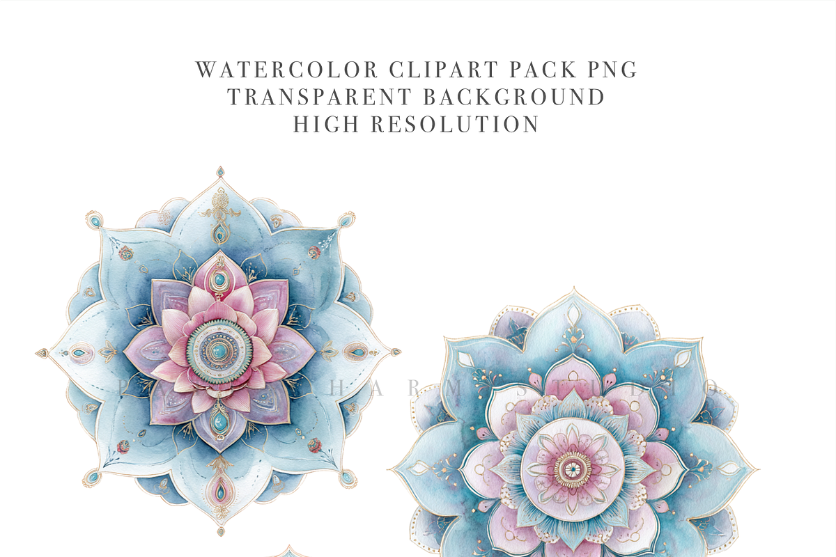 20 Watercolor Mandala Clipart, a Decorative Illustration by Pati Charm Studio (Photo 4 of 8)