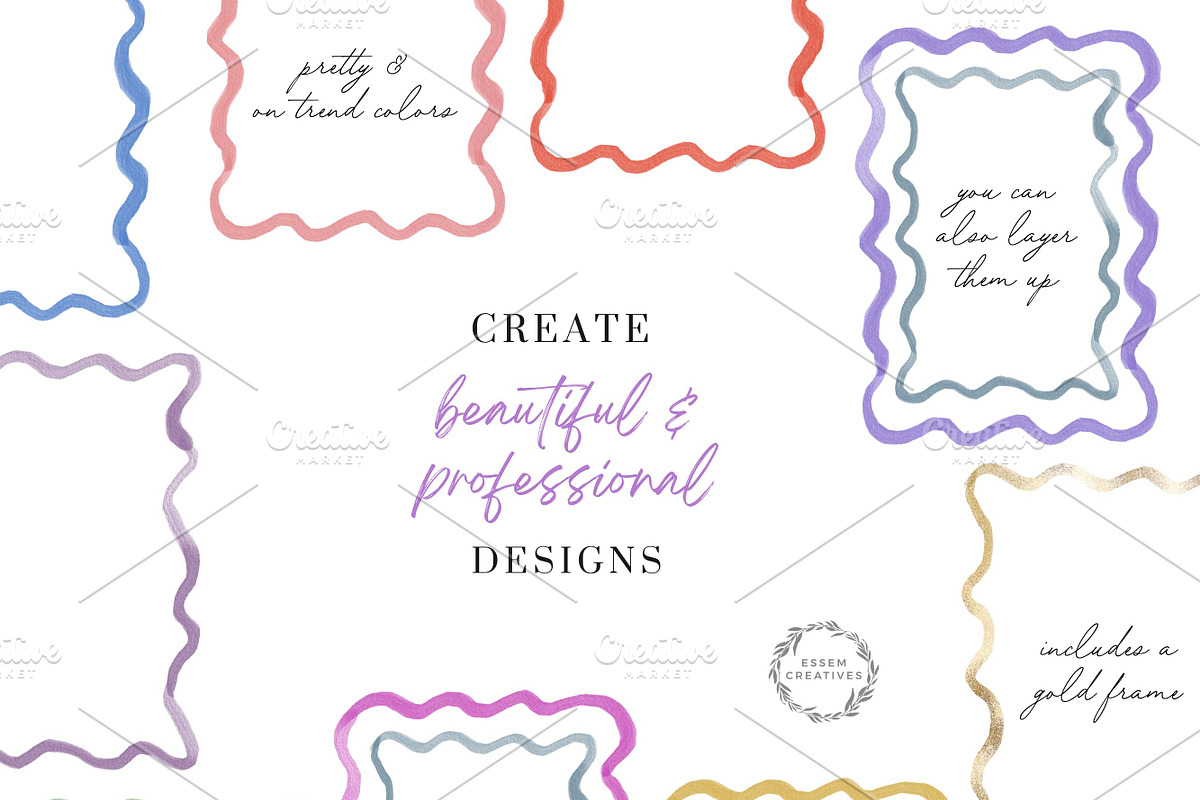 Wavy Scallop Borders & Frames, a Decorative Illustration by Essem Creatives (Photo 2 of 4)