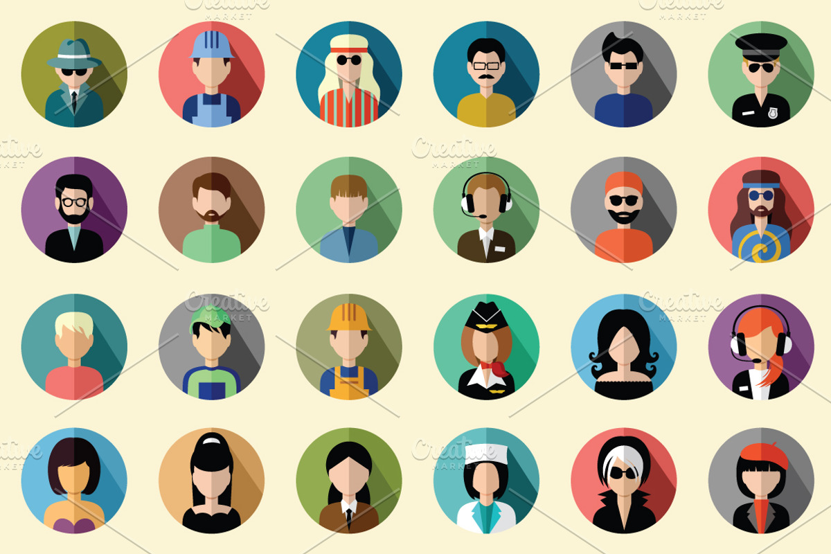 108 flat round avatar icons, an Icon by Gurza SHOP (Photo 3 of 5)