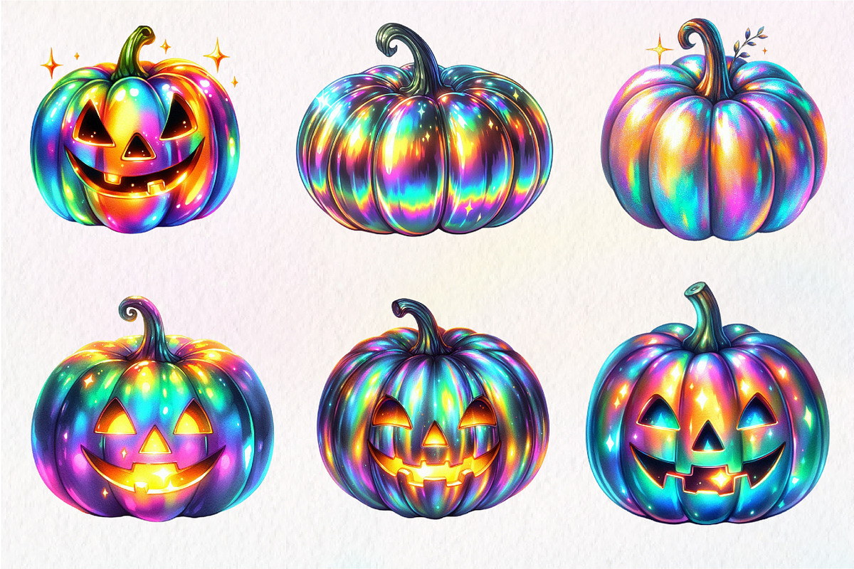 Halloween Pumpkin Iridescent Clipart, an Illustration by Dream Creation (Photo 2 of 6)