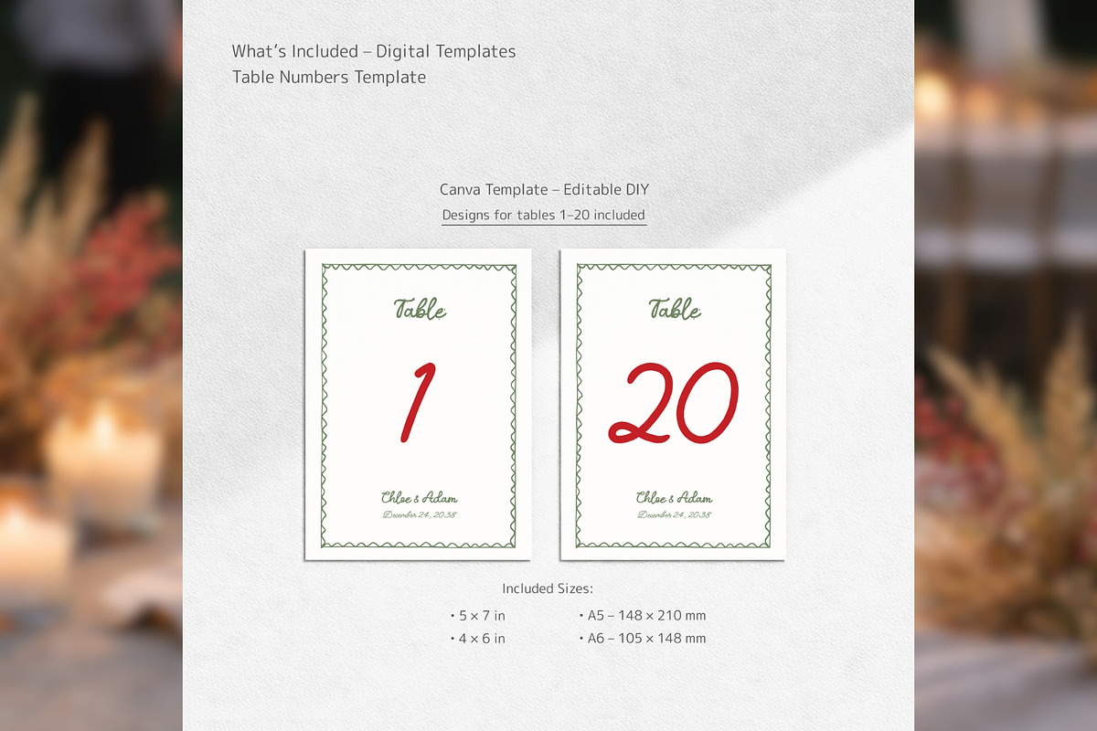 Wedding Table Numbers Canva bd003, a Card Template by TyphoonStudio (Photo 2 of 8)