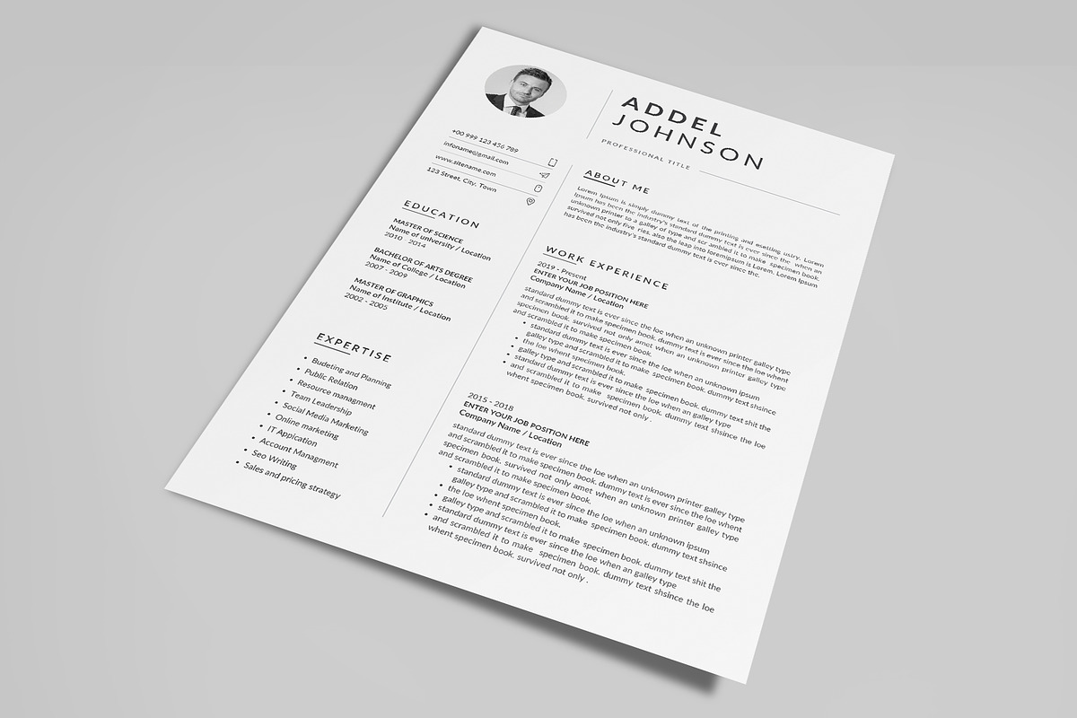 Resume Template / CV, a Resume Template by Creatune (Photo 4 of 4)