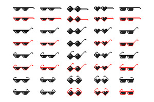 Vector Pixelated Eyeglasses Set.