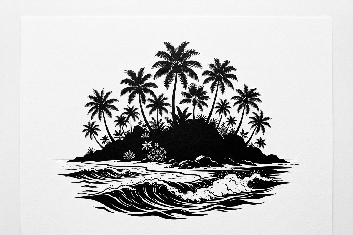 50 Tropical Palm Island Silhouette, an Empty State Illustration by Amazin_art (Photo 17 of 41)