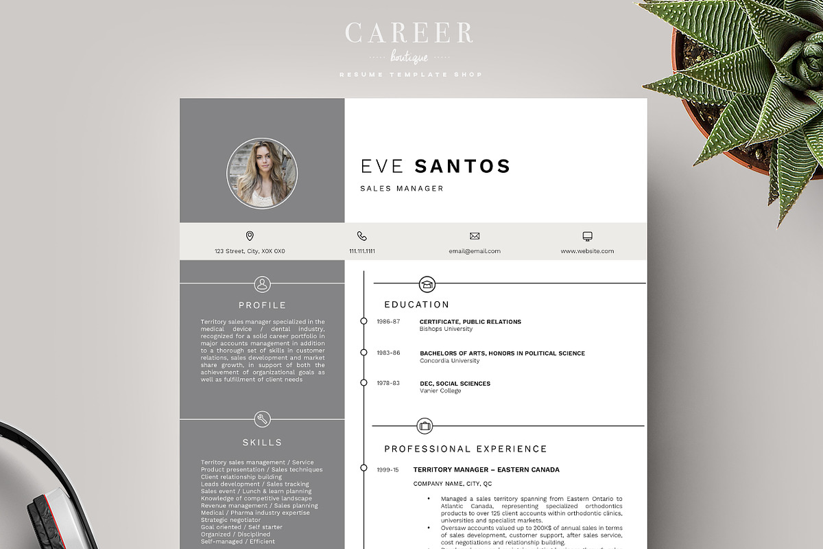 Modern Resume & CoverLetter Template, a Resume Template by careerboutique (Photo 1 of 6)