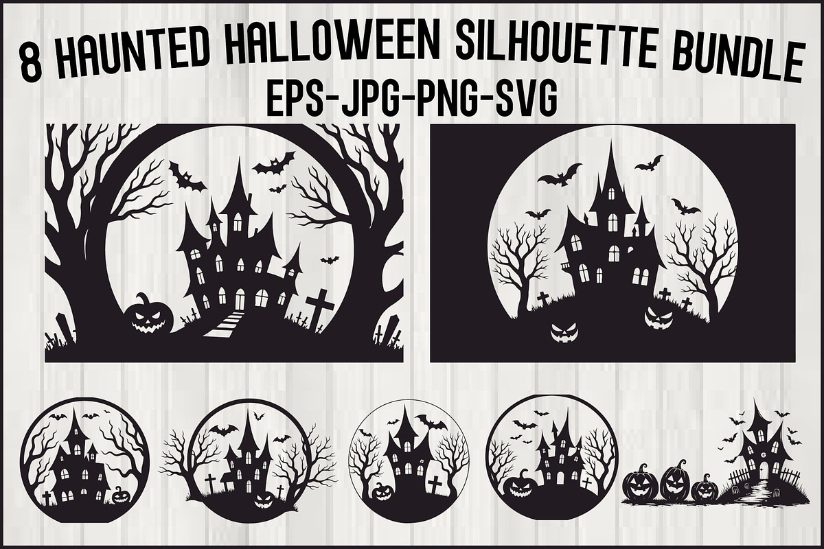 Haunted Halloween Silhouette bundle, an Illustration by BIPLOB EXPERT (Photo 1 of 9)