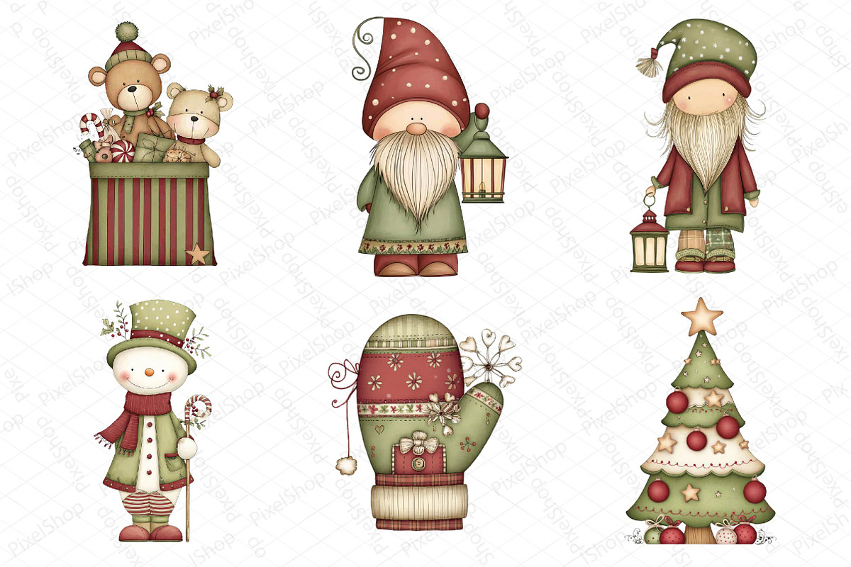 Cute Christmas Clipart Bundle, an Illustration by DreamPrint404 (Photo 2 of 6)