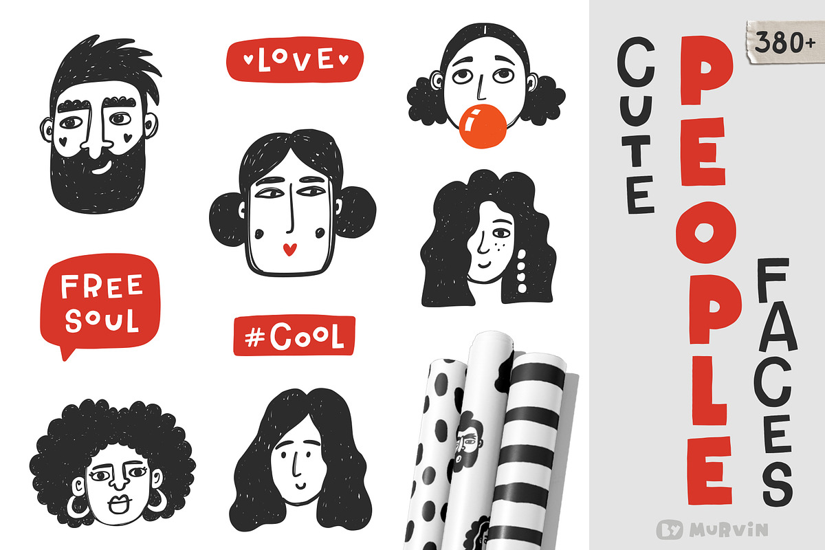 Cute people faces collection, a Graphic by Murvin (Photo 1 of 11)