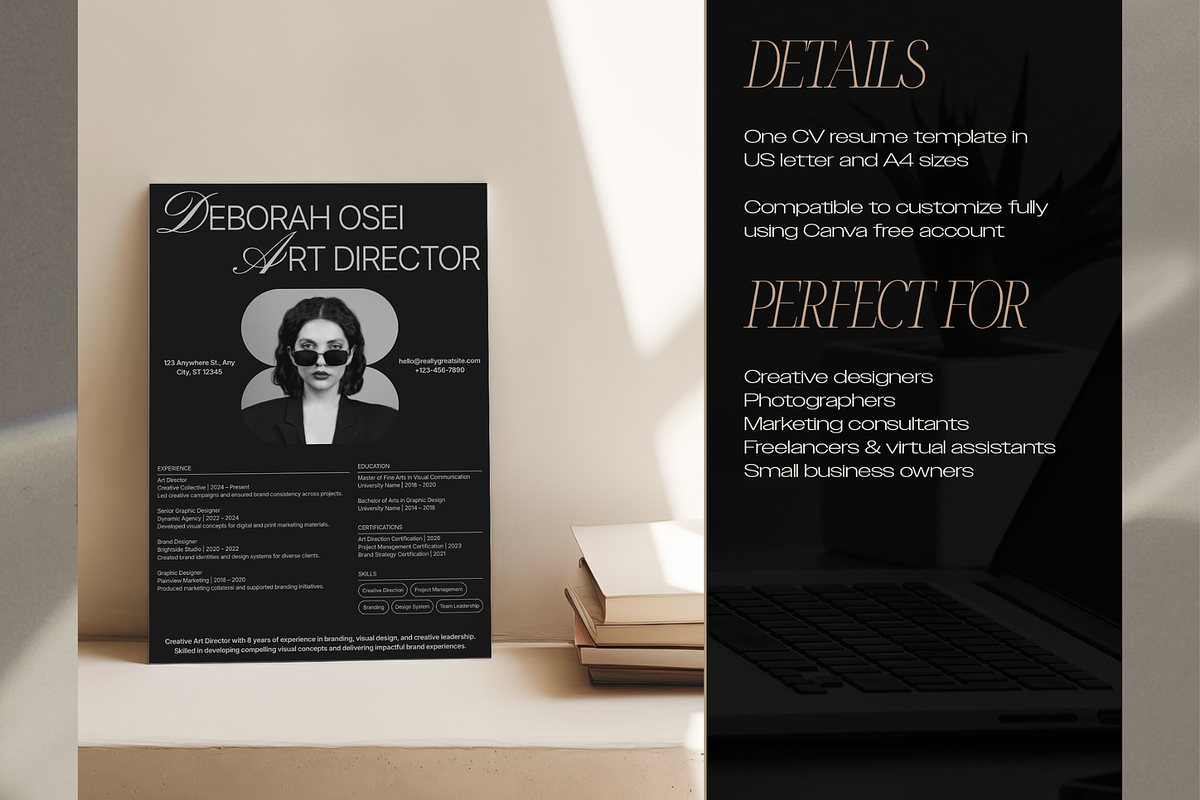 Gray & Black Modern Creative Resume, a Resume Template by Creatif Foundry (Photo 5 of 7)