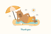 Funny capybaras set. Summer vibes, an Animal Illustration by Mila_art (Thumbnail 6 of 6)