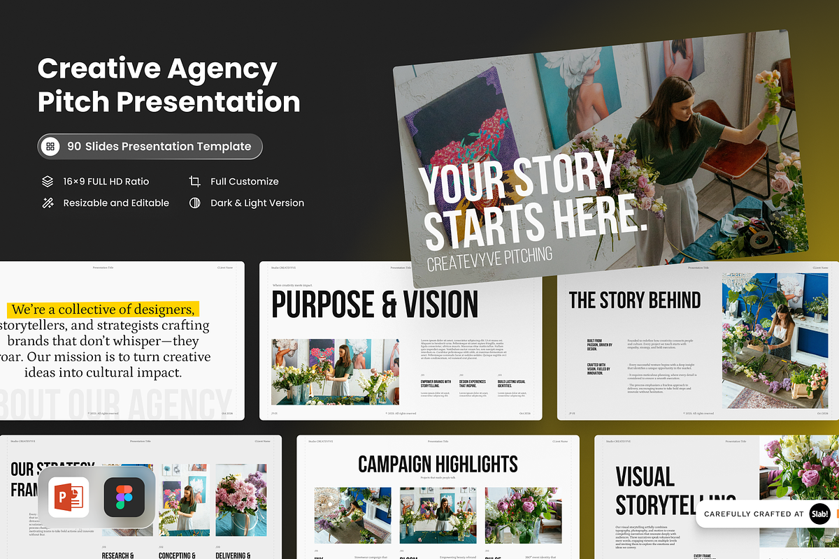 Creative Agency Pitch PowerPoint, a Presentation Template by SLAB! Design (Photo 1 of 9)