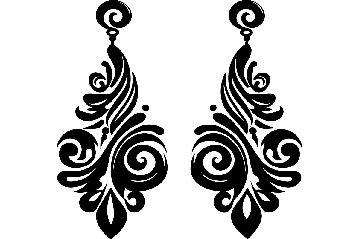 Black Ornamental Earrings SVG Set, an Object Graphic by jahid234 (Photo 9 of 13)