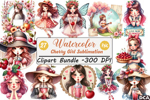 Cherry Girl Sublimation, an Illustration by DreamCafeArt