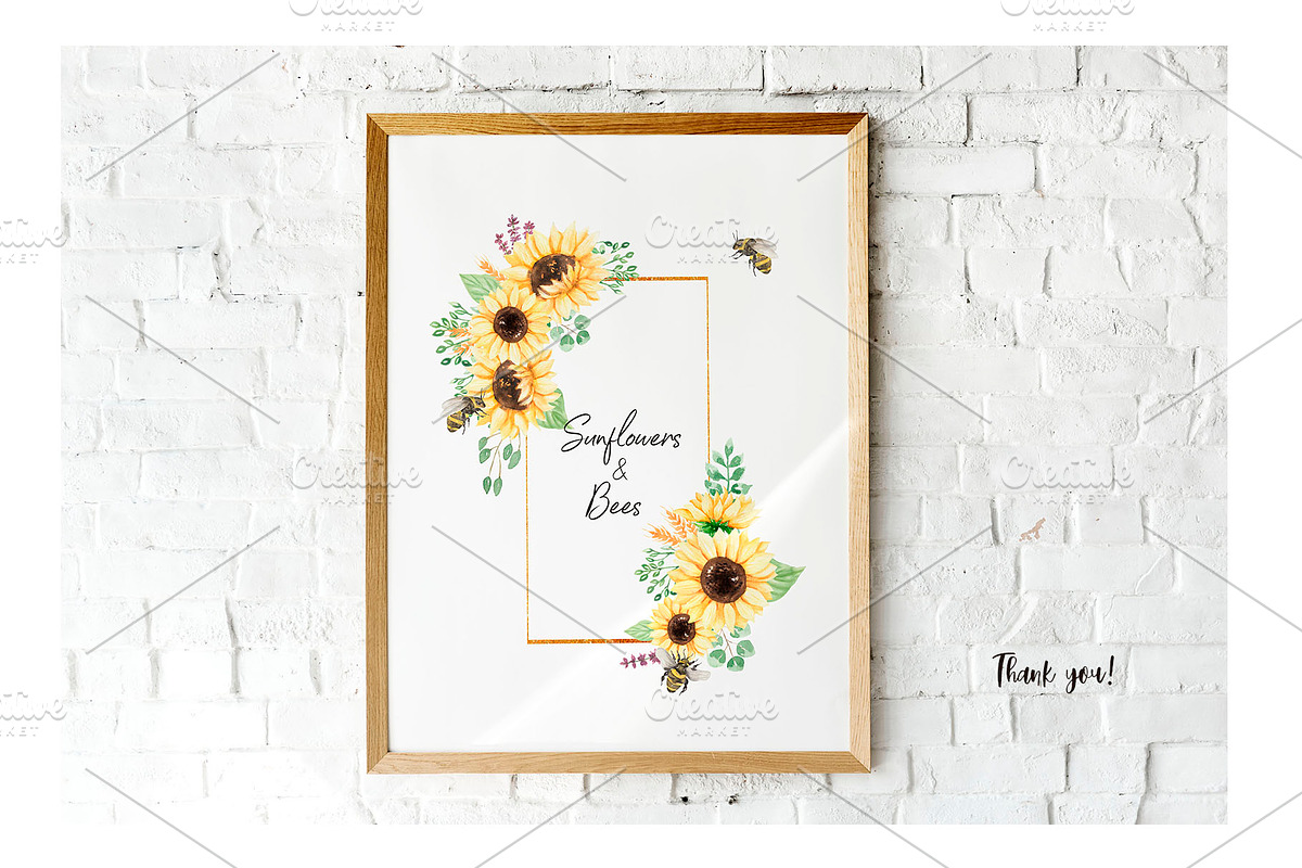 Watercolor Sunflowers, Honey & Bees, a Decorative Illustration by MayaNavits (Photo 9 of 9)