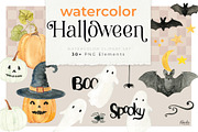 Watercolor Halloween PNG Clipart Set, an Illustration by Kamides (Thumbnail 1 of 5)