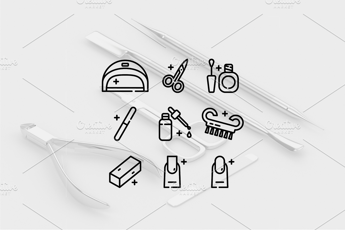 Nail care line icons, an Outline Icon by Lyolya Profitrolya (Photo 2 of 2)