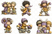 Whimsical Easter Kids Clipart, an Illustration by Black Bird Studio (Thumbnail 2 of 6)