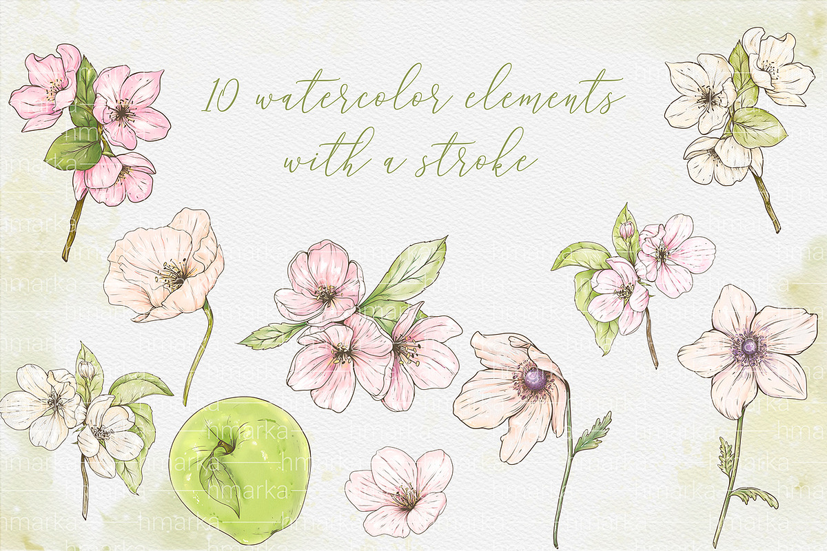 Watercolor and GOLD nature, an Illustration by HmarkaShop (Photo 2 of 4)
