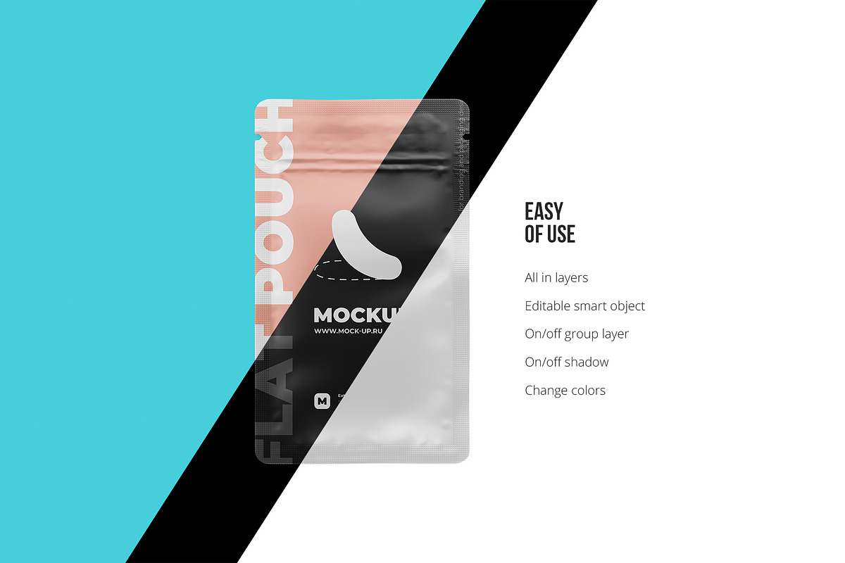 Zip Sachet Mockup. flat empty pouch, a Cups & Container Mockup by easymock (Photo 3 of 8)