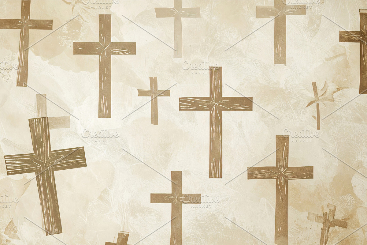 Vintage Cross Pattern on Textured Beige Background, a Decorative Illustration by Davizro's Market