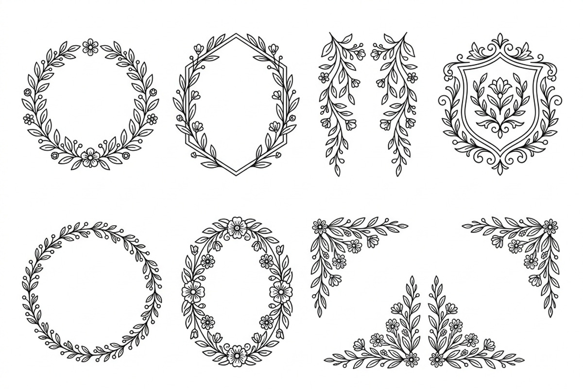 Bundles Set Floral Wedding Icons, an Outline Icon by adenpinkstore (Photo 20 of 44)