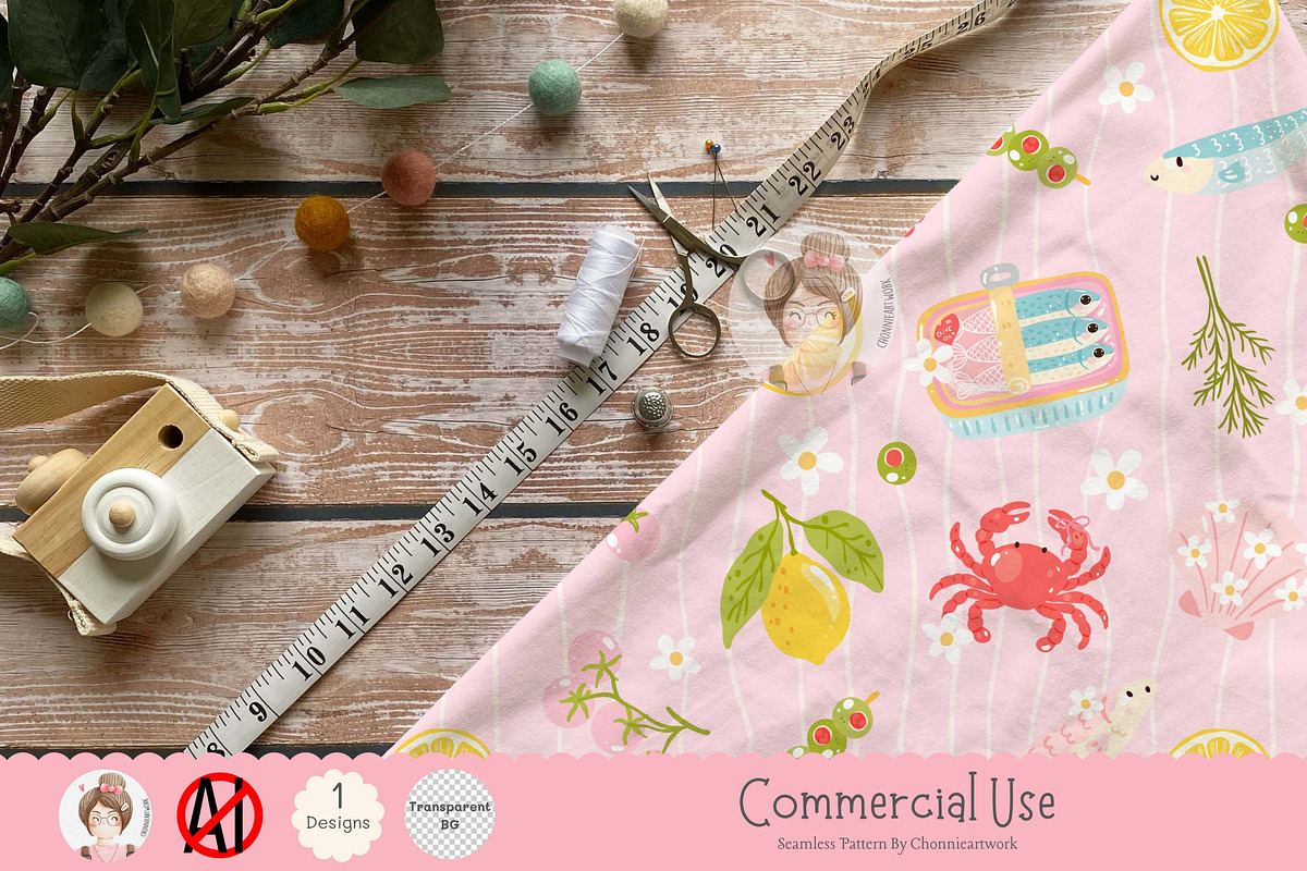 ute Sardine Seamless Pattern, a Pattern Graphic by Chonnieartwork (Photo 4 of 5)