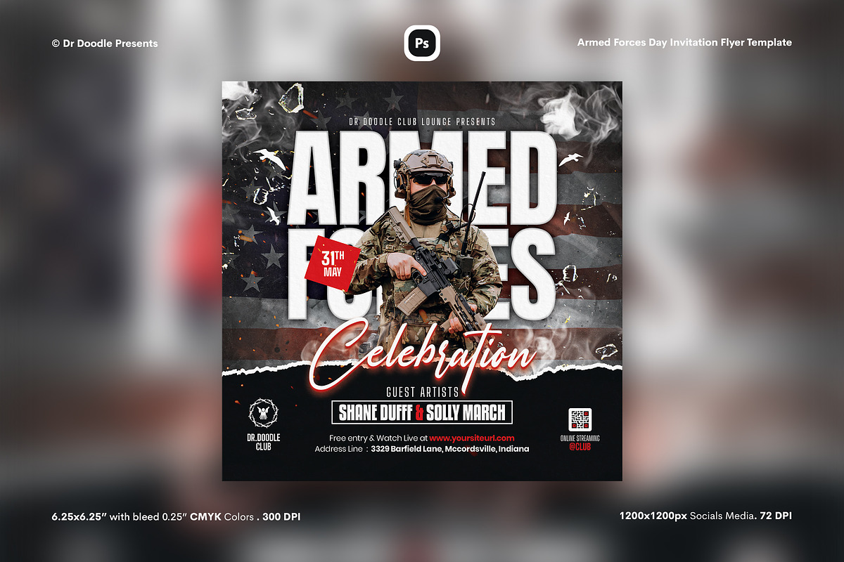 Armed Forces Day Invitation Flyer, a Flyer Template by iDoodle Studio