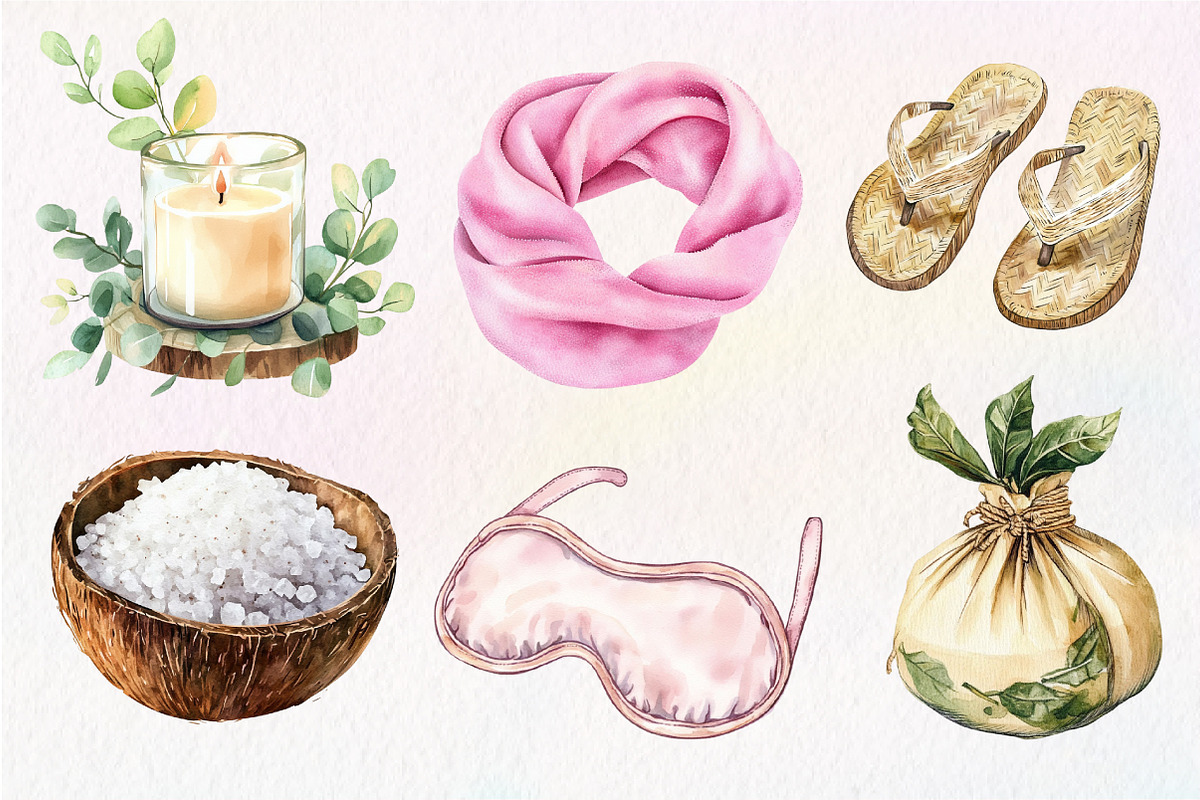 Watercolor Selfcare Clipart, an Illustration by Dream Creation (Photo 6 of 6)