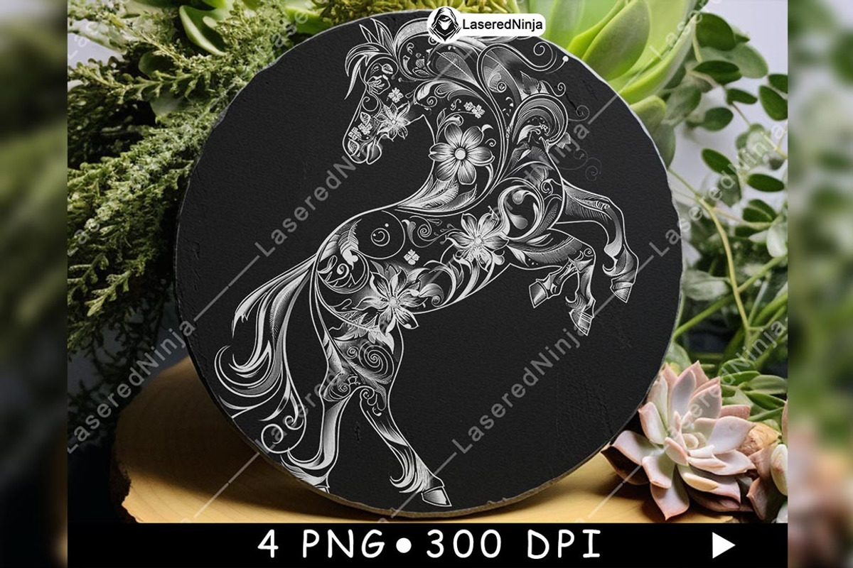 Horse Swirling Floral Pattern Equine, a Background Graphic by LaseredNinja (Photo 7 of 7)