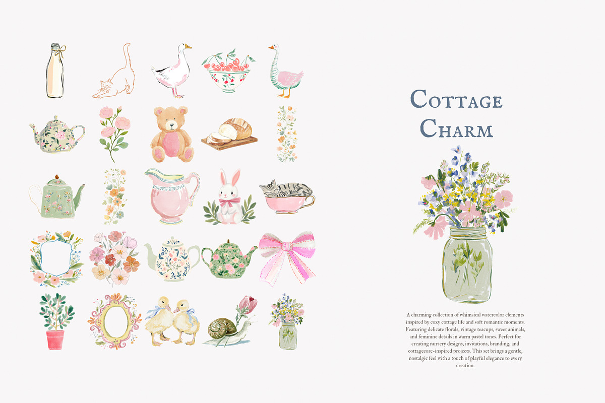 Cottagecore clipart set, a Decorative Illustration by Patishop Art (Photo 7 of 9)