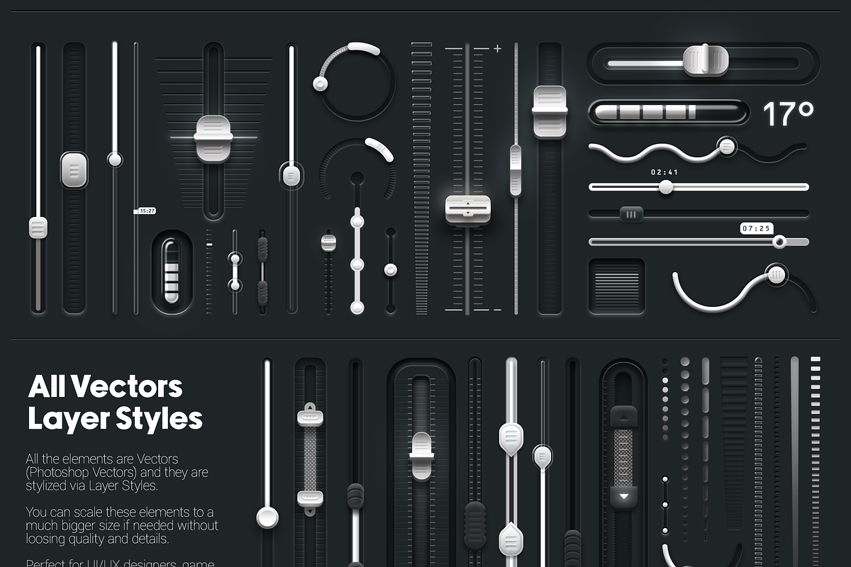 Sliders Scrollbars - Mega UI V1, an UI Kit Template by Giallo (Photo 3 of 4)