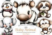 Baby Animal PNG Clipart Bundle, an Illustration by DreamCafeArt (Thumbnail 1 of 8)
