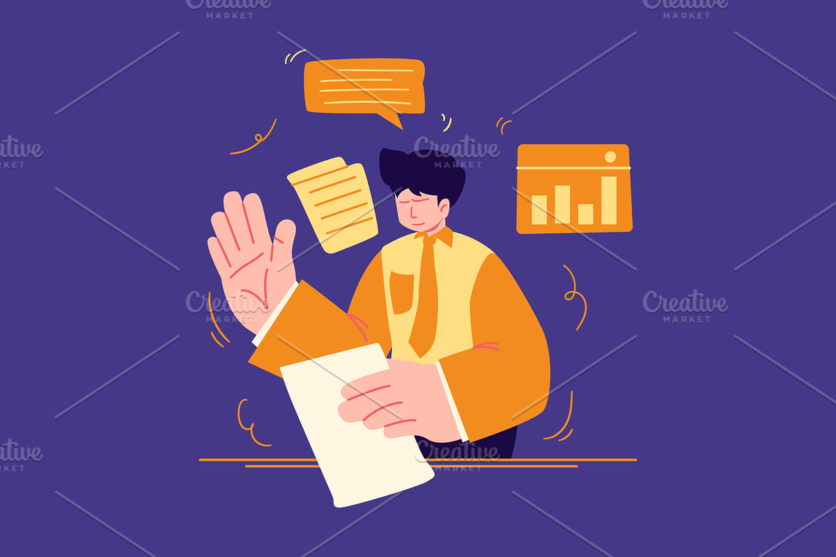 Businessman Read Company Document, a Person Illustration by Ahmad_Studio