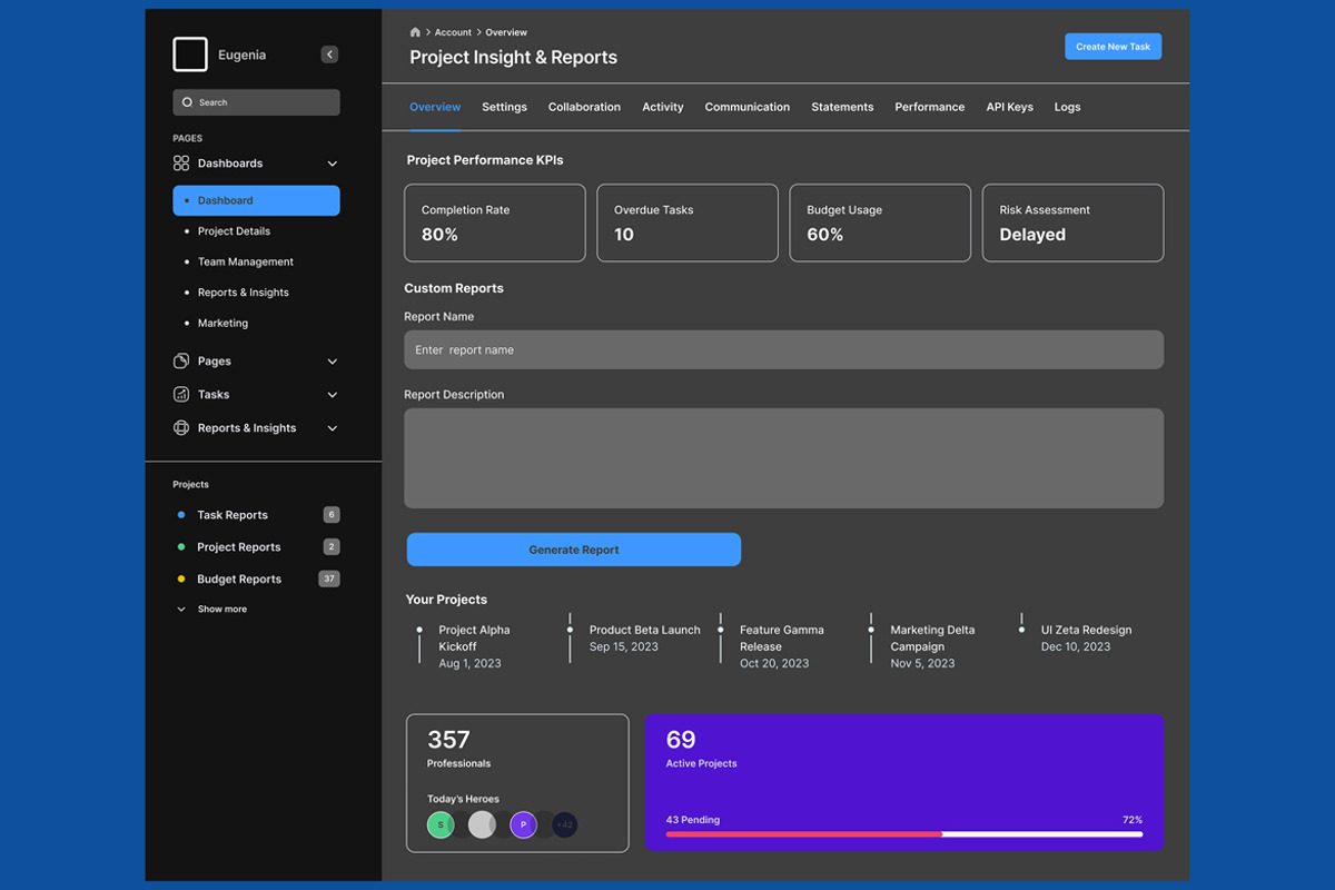 Project & Task Management Dashboard, an UI Kit Template by nagaredesignstudio (Photo 4 of 5)