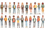 Happy teenager watercolor PNG set, a Person Illustration by Bubert Art (Thumbnail 1 of 8)