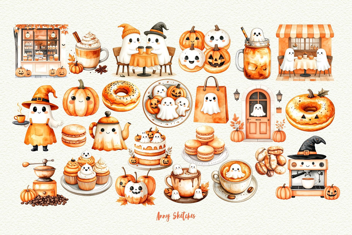 Cute Ghost Cafe, a Seasonal Illustration by Anna Design Studio (Photo 3 of 13)