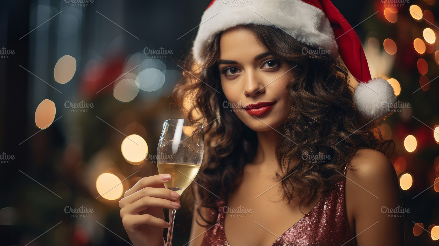 woman with glass of champagne for christmas and new year 2026, a Photo by Pictures for you!!!!!!!!!