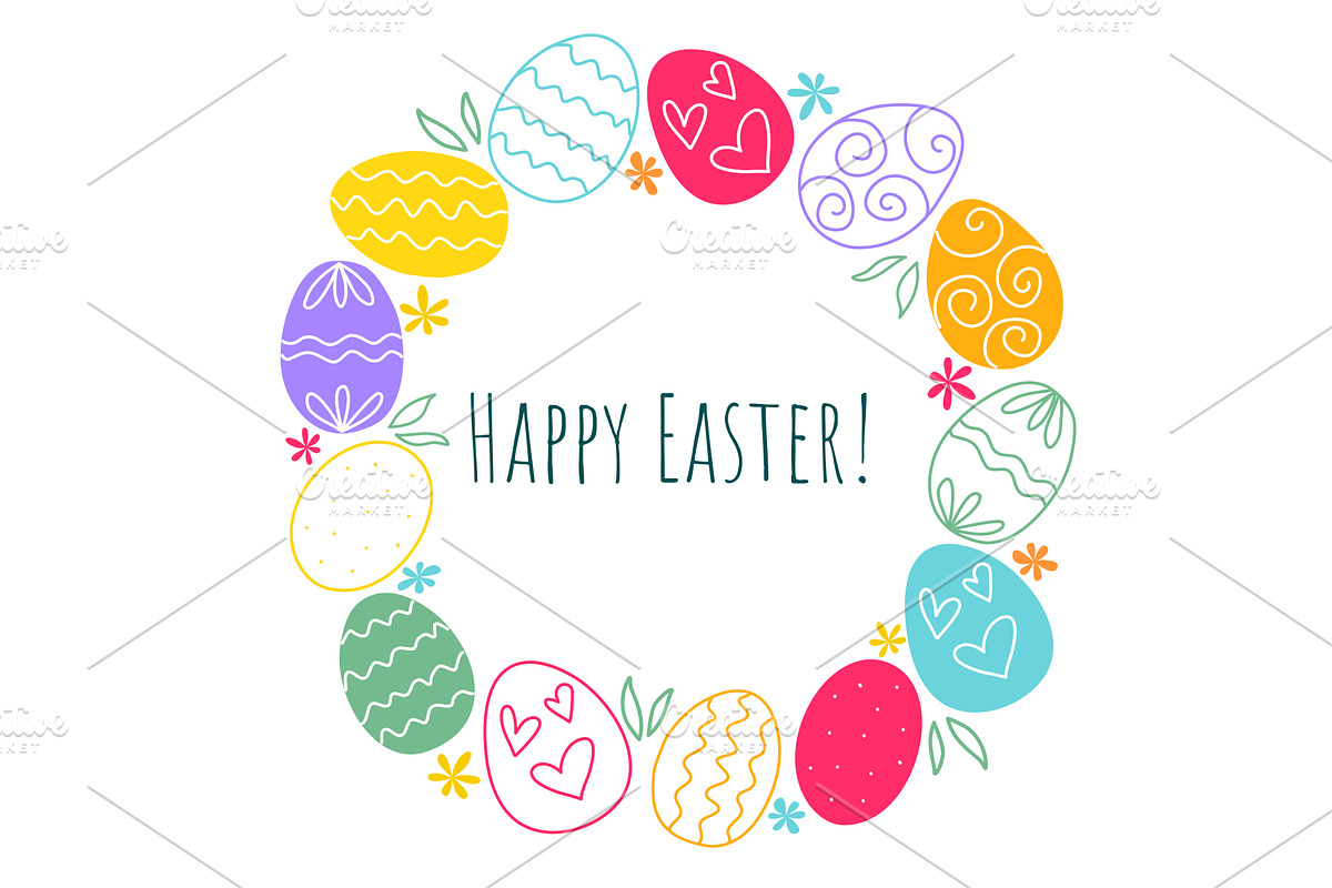 Round border of colorful eggs, an Object Illustration by Tati_Kli