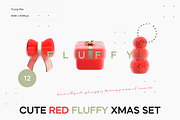 Cute Red Fluffy Xmas Set, a Solid Icon by Lumeno (Thumbnail 1 of 6)