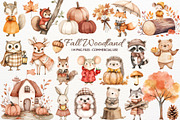 Fall Woodland Clipart Autumn Animals, an Animal Illustration by SugarCloudStudioArt (Thumbnail 1 of 6)