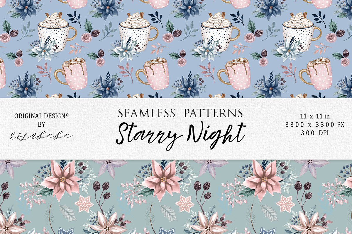Winter Seamless Patterns, a Pattern Graphic by Rosabebe (Photo 2 of 2)