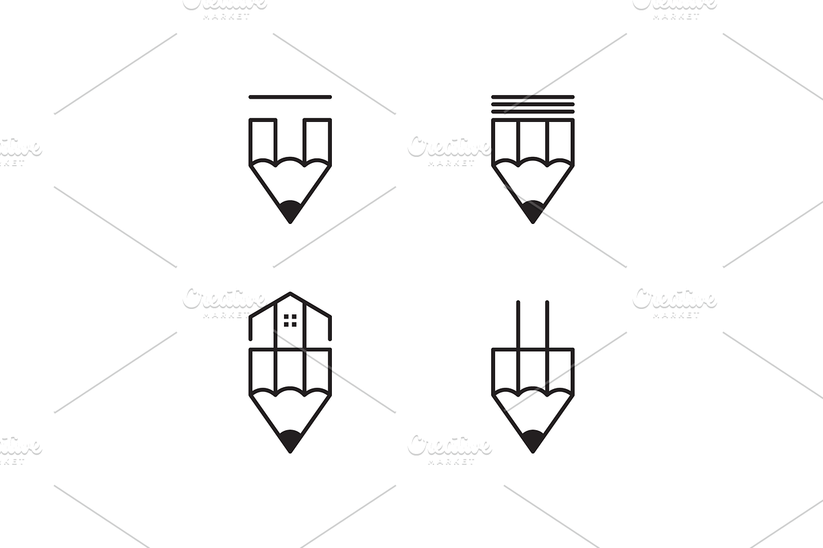 pencil tools icon set line logo, a Branding & Logo Template by devastd