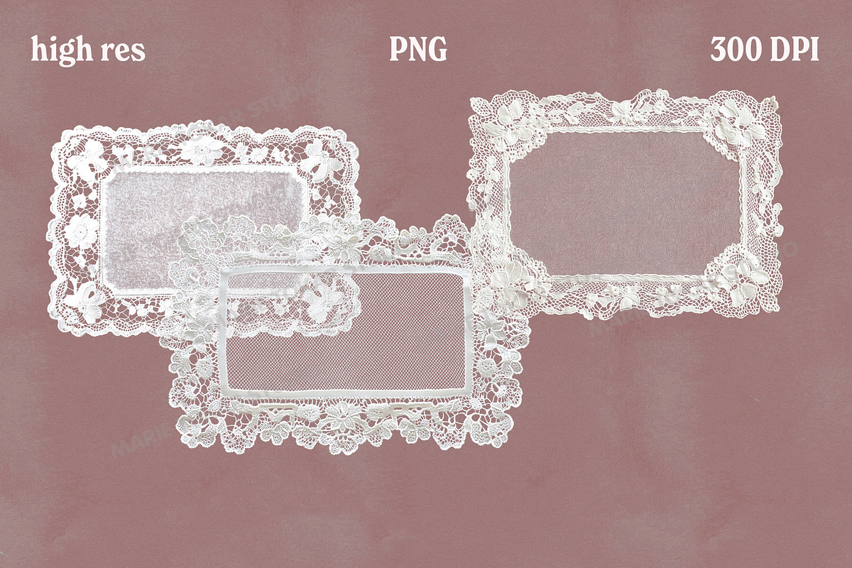 Vintage Fabric Doilies Bundle PNG, an Object Graphic by Marie T (Photo 4 of 24)